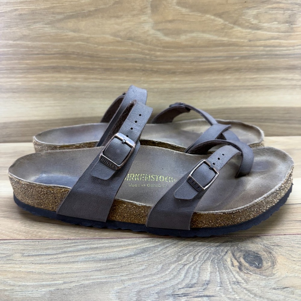 Birkenstock Mayari Sandals Womens 9 W EU 40 Brown Birko Flor Slip On FLAWED